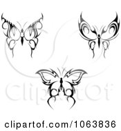 Clipart Black Tribal Butterflies Digital Collage 2 Royalty Free Vector Illustration
