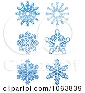 Poster, Art Print Of Snowflakes In Blue Digital Collage 2