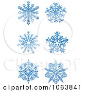 Poster, Art Print Of Snowflakes In Blue Digital Collage 3