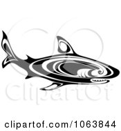 Clipart Tribal Shark Black And White 2 Royalty Free Vector Illustration