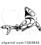 Clipart Tribal Shark Black And White 1 Royalty Free Vector Illustration