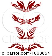 Clipart Red Flourish Borders Digital Collage 1 Royalty Free Vector Illustration