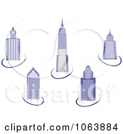 Clipart Blue Skyscrapers Digital Collage 2 Royalty Free Vector Illustration