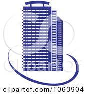 Clipart Blue Skyscraper Logo 15 Royalty Free Vector Illustration
