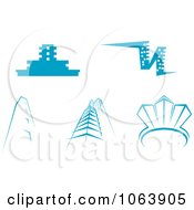 Clipart Blue Skyscrapers Digital Collage 8 Royalty Free Vector Illustration
