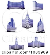 Clipart Blue Skyscrapers Digital Collage 4 Royalty Free Vector Illustration