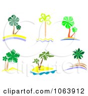 Clipart Palm Trees Digital Collage 2 Royalty Free Vector Illustration