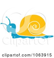Clipart Blue And Yellow Snail Royalty Free Vector Illustration