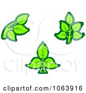 Clipart Green Leaf Seedling Logos Digital Collage Royalty Free Vector Illustration