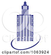 Clipart Blue Skyscraper Logo 7 Royalty Free Vector Illustration