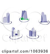 Clipart Blue Skyscrapers Digital Collage 1 Royalty Free Vector Illustration