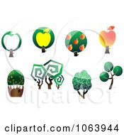 Clipart Trees Digital Collage 4 Royalty Free Vector Illustration