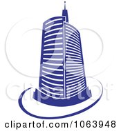 Clipart Blue Skyscraper Logo 14 Royalty Free Vector Illustration
