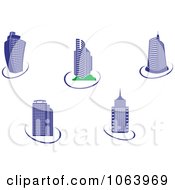 Clipart Blue Skyscrapers Digital Collage 3 Royalty Free Vector Illustration