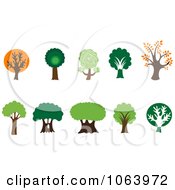 Clipart Trees Digital Collage 2 Royalty Free Vector Illustration