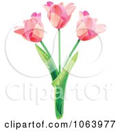 Clipart Three Pink Tulips Royalty Free Vector Illustration