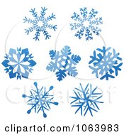 Poster, Art Print Of Snowflakes In Blue Digital Collage 1