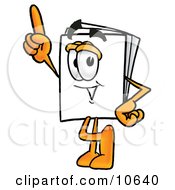 Clipart Picture Of A Paper Mascot Cartoon Character Pointing Upwards