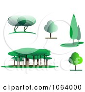 Clipart Trees Digital Collage 3 Royalty Free Vector Illustration