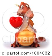 Clipart 3d Red Dragon Holding A Heart Royalty Free CGI Illustration