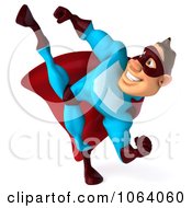 Clipart 3d Super Dude Kicking 1 Royalty Free CGI Illustration