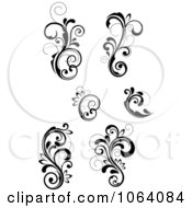 Clipart Flourish Scrolls In Black In White Digital Collage 11 Royalty Free Vector Illustration