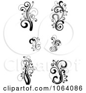Clipart Flourish Scrolls In Black In White Digital Collage 16 Royalty Free Vector Illustration
