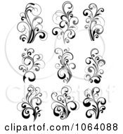 Clipart Flourish Scrolls In Black In White Digital Collage 24 Royalty Free Vector Illustration
