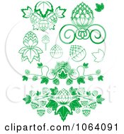 Clipart Green Floral Design Elements Digital Collage Royalty Free Vector Illustration