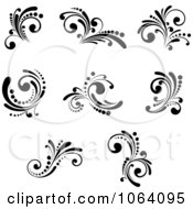 Clipart Flourish Scrolls In Black In White Digital Collage 20 Royalty Free Vector Illustration