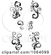 Clipart Flourish Scrolls In Black In White Digital Collage 9 Royalty Free Vector Illustration