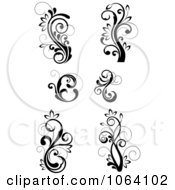 Clipart Flourish Scrolls In Black In White Digital Collage 10 Royalty Free Vector Illustration