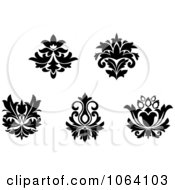 Clipart Flourishes In Black In White Digital Collage 1 Royalty Free Vector Illustration