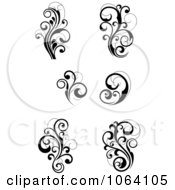 Clipart Flourish Scrolls In Black In White Digital Collage 15 Royalty Free Vector Illustration