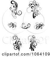 Clipart Flourish Scrolls In Black In White Digital Collage 22 Royalty Free Vector Illustration