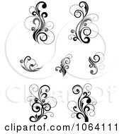 Clipart Flourish Scrolls In Black In White Digital Collage 23 Royalty Free Vector Illustration