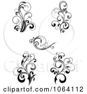 Clipart Flourish Scrolls In Black In White Digital Collage 7 Royalty Free Vector Illustration