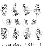 Clipart Flourish Scrolls In Black In White Digital Collage 27 Royalty Free Vector Illustration