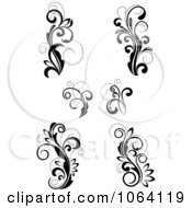 Clipart Flourish Scrolls In Black In White Digital Collage 12 Royalty Free Vector Illustration
