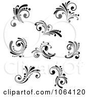 Clipart Flourish Scrolls In Black In White Digital Collage 19 Royalty Free Vector Illustration