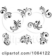 Clipart Flourish Scrolls In Black In White Digital Collage 17 Royalty Free Vector Illustration