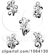 Clipart Flourish Scrolls In Black In White Digital Collage 8 Royalty Free Vector Illustration