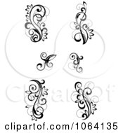 Clipart Flourish Scrolls In Black In White Digital Collage 13 Royalty Free Vector Illustration