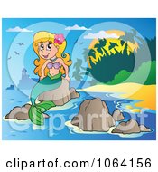 Poster, Art Print Of Pretty Mermaid On A Rock 2
