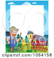 Clipart Farmer And Barn Frame Royalty Free Vector Illustration