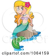 Poster, Art Print Of Pretty Mermaid On A Rock 1