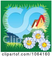 Poster, Art Print Of Grassy Daisy Frame By Houses