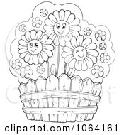Poster, Art Print Of Outlined Daisies By A Fence
