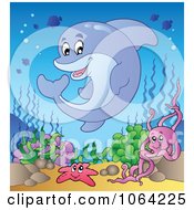 Poster, Art Print Of Dolphin And Friends By A Reef 2