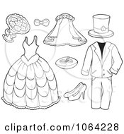 Poster, Art Print Of Outlined Wedding Items